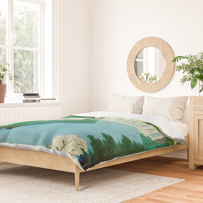 âThe Great Waterfallâ Utagawa Hiroshige Vintage Japanese Woodblock Print East Asian Cultural Antique Art  Duvet Cover Gallery Image 2