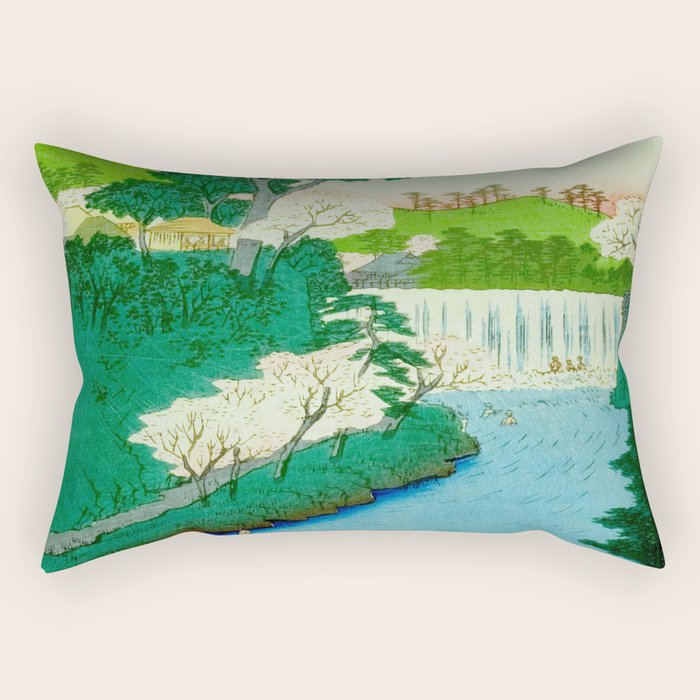 âThe Great Waterfallâ Utagawa Hiroshige Vintage Japanese Woodblock Print East Asian Cultural Antique Art  Rectangular Pillow Gallery Image 2