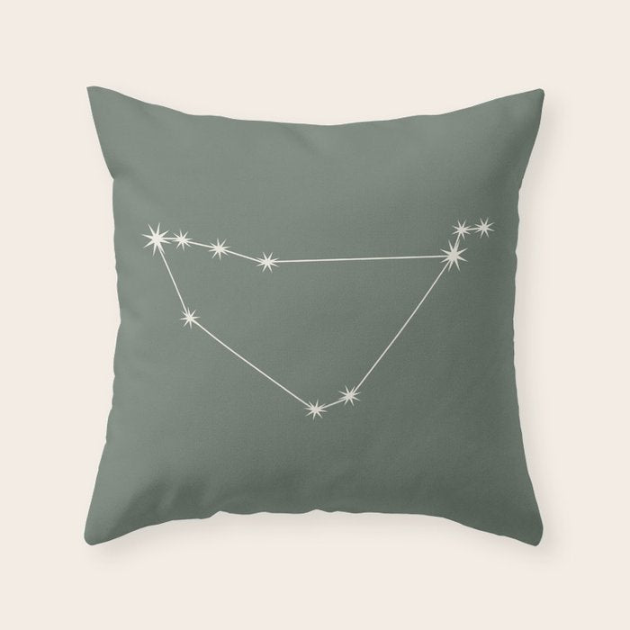 Capricorn Zodiac Star Constellation Line Art Sage Throw Pillow Gallery Image 6