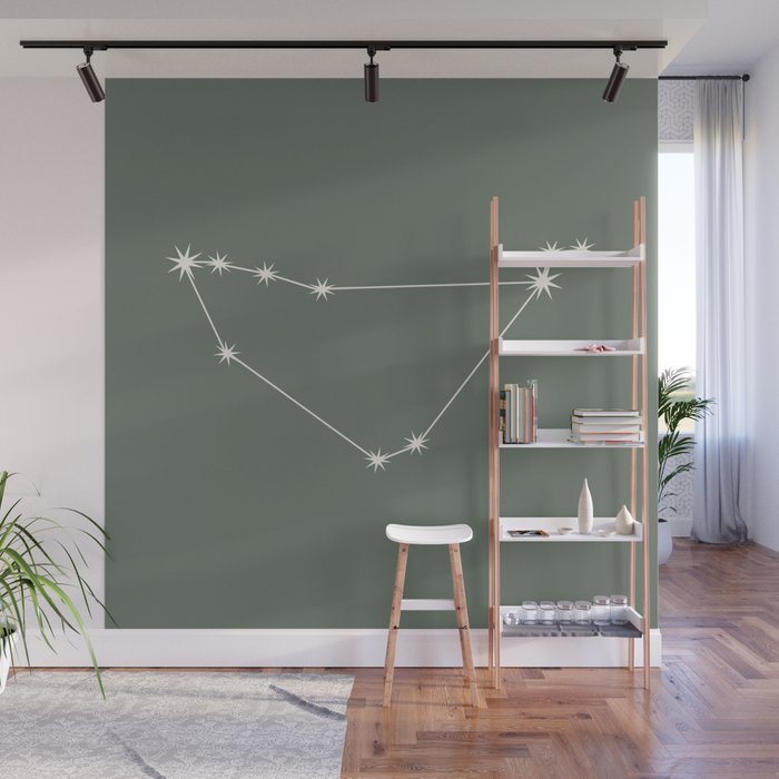 Capricorn Zodiac Star Constellation Line Art Sage Wall Mural Gallery Image 1