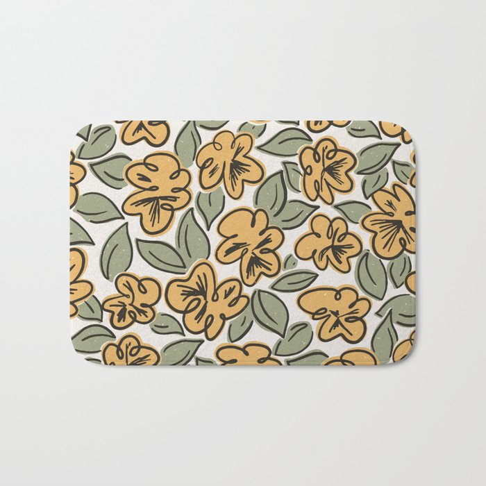 Black and Yellow Pansies Bath Mat Gallery Image 1