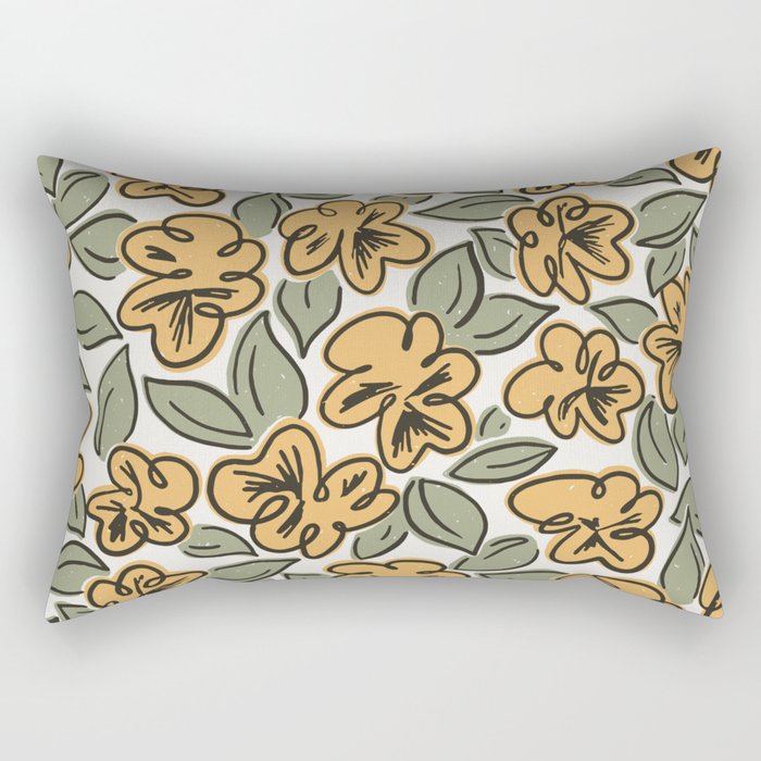 Black and Yellow Pansies Rectangular Pillow Gallery Image 1