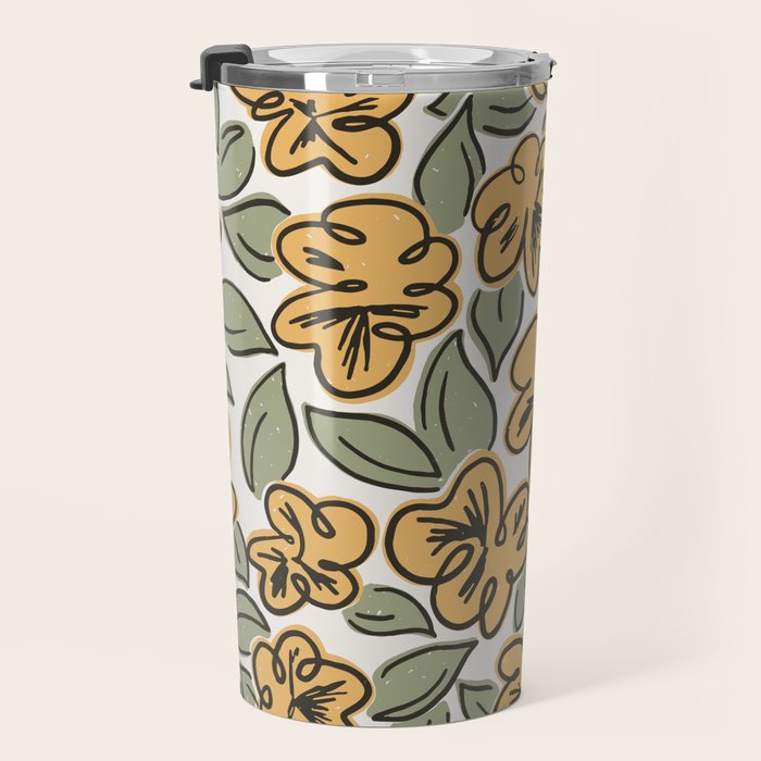 Black and Yellow Pansies Travel Mug Gallery Image 3