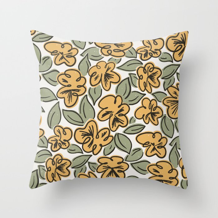 Black and Yellow Pansies Throw Pillow Gallery Image 6