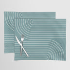 Minimal Line Curvature LXXXVI Beachy Teal Mid Century Modern Arch Abstract Placemat Gallery Image 2