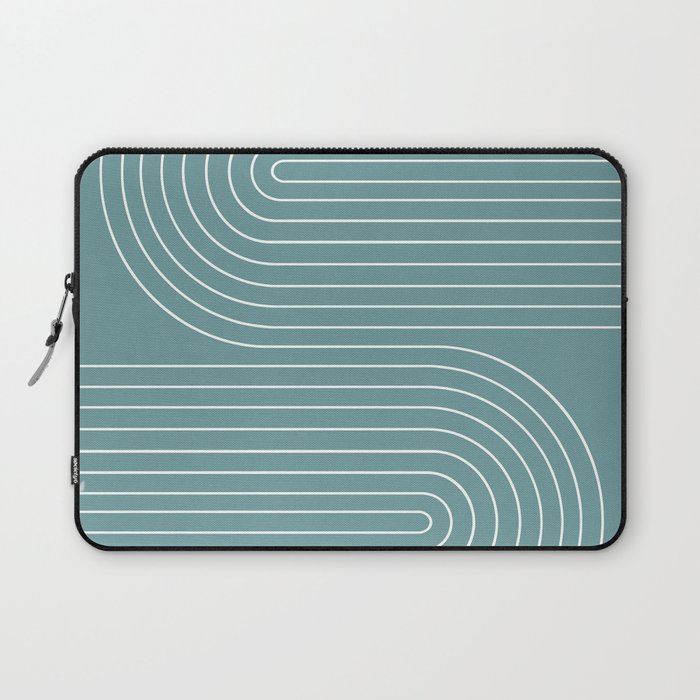Minimal Line Curvature LXXXVI Beachy Teal Mid Century Modern Arch Abstract Laptop Sleeve Gallery Image 1