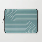 Minimal Line Curvature LXXXVI Beachy Teal Mid Century Modern Arch Abstract Laptop Sleeve Gallery Image 1