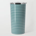 Minimal Line Curvature LXXXVI Beachy Teal Mid Century Modern Arch Abstract Travel Mug Gallery Image 1