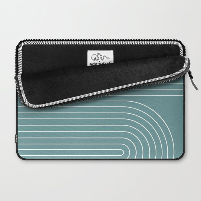 Minimal Line Curvature LXXXVI Beachy Teal Mid Century Modern Arch Abstract Laptop Sleeve Gallery Image 2