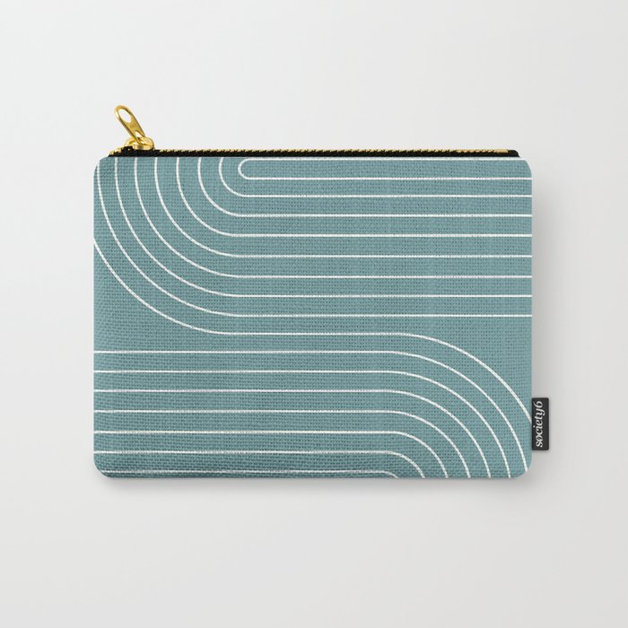 Minimal Line Curvature LXXXVI Beachy Teal Mid Century Modern Arch Abstract Carry All Pouch Gallery Image 1