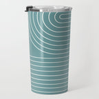 Minimal Line Curvature LXXXVI Beachy Teal Mid Century Modern Arch Abstract Travel Mug Gallery Image 3