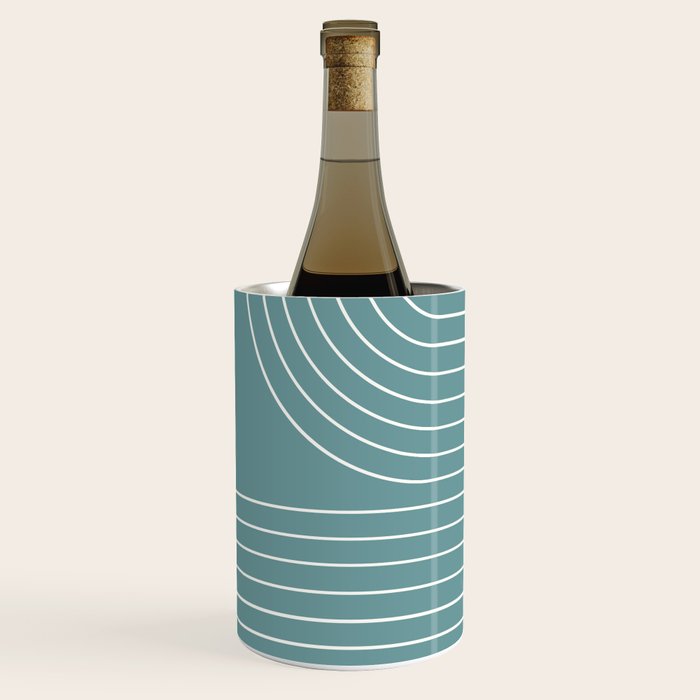 Minimal Line Curvature LXXXVI Beachy Teal Mid Century Modern Arch Abstract Wine Chiller Gallery Image 2