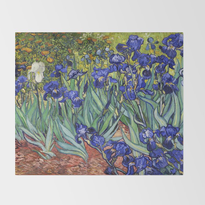 Irises by Vincent van Gogh Throw Blanket Gallery Image 2