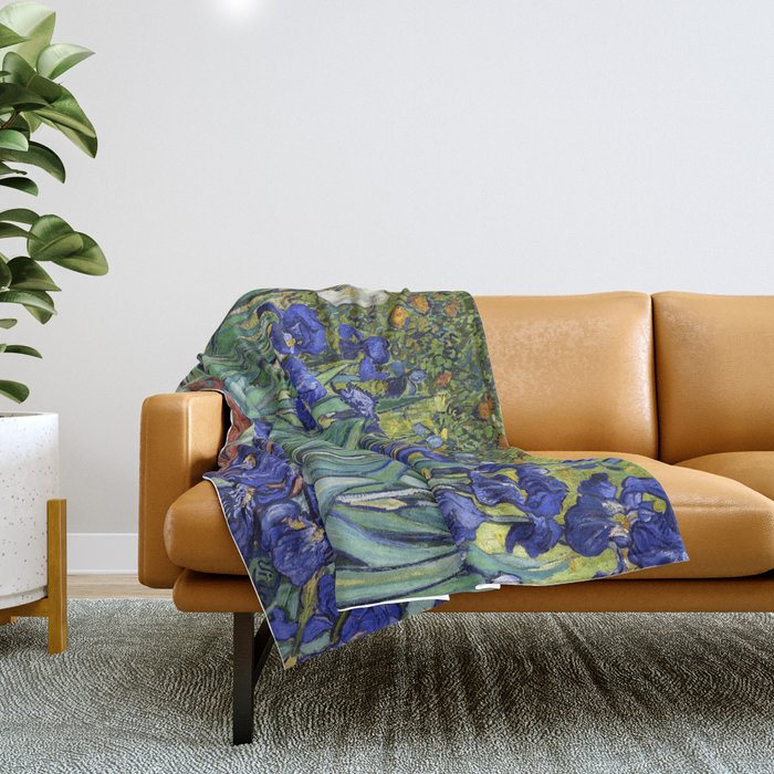 Irises by Vincent van Gogh Throw Blanket Gallery Image 1