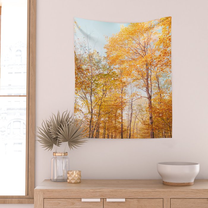 Autumn Glory - Nature, Fall Forest Landscape Photography Wall Tapestry Gallery Image 2