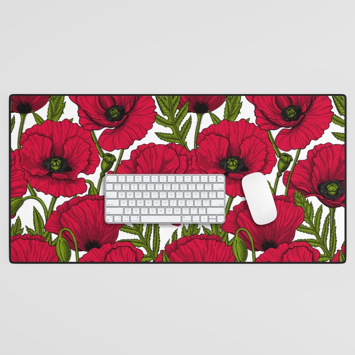 Red Poppy garden 2 Desk Mat Gallery Image 1