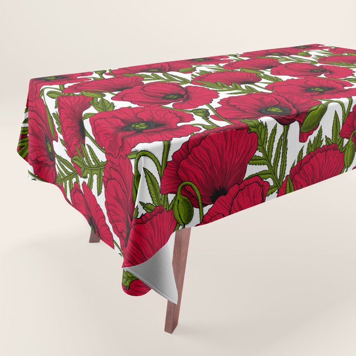 Red Poppy garden 2 Tablecloth Gallery Image 1