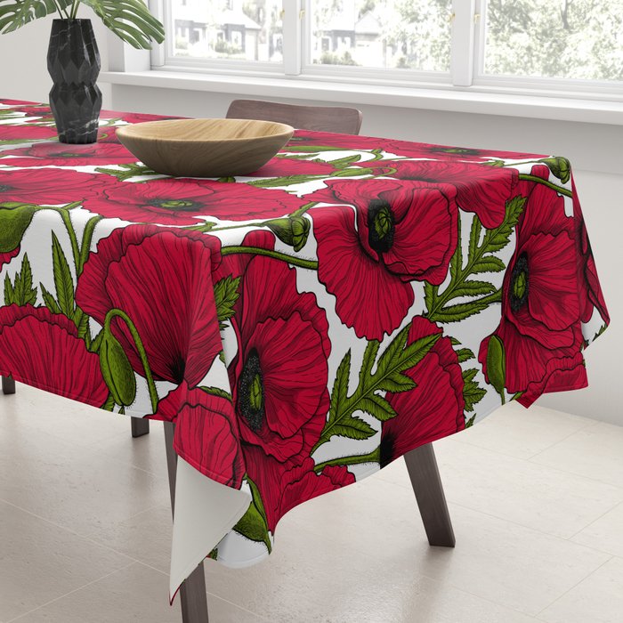 Red Poppy garden 2 Tablecloth Gallery Image 3
