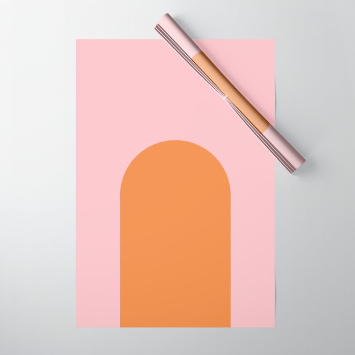 Minimal Modern Archway Color Block in Orange and Pink Wrapping Paper Gallery Image 1