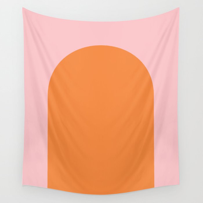 Minimal Modern Archway Color Block in Orange and Pink Wall Tapestry Gallery Image 4