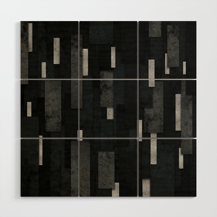Silver and Black Urban Charcoal Spires Wood Wall Art Gallery Image 1