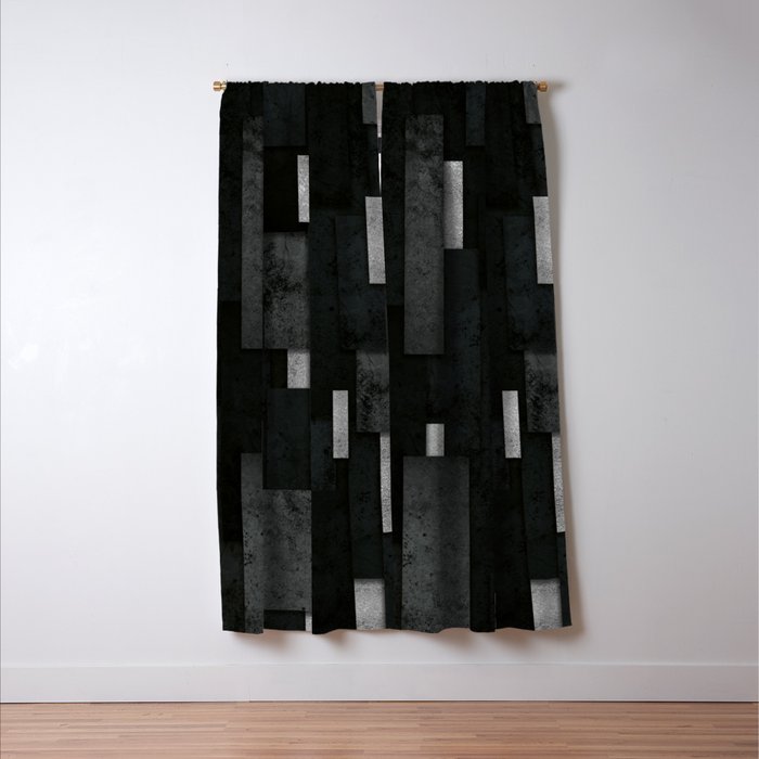 Silver and Black Urban Charcoal Spires Window Curtain Gallery Image 3