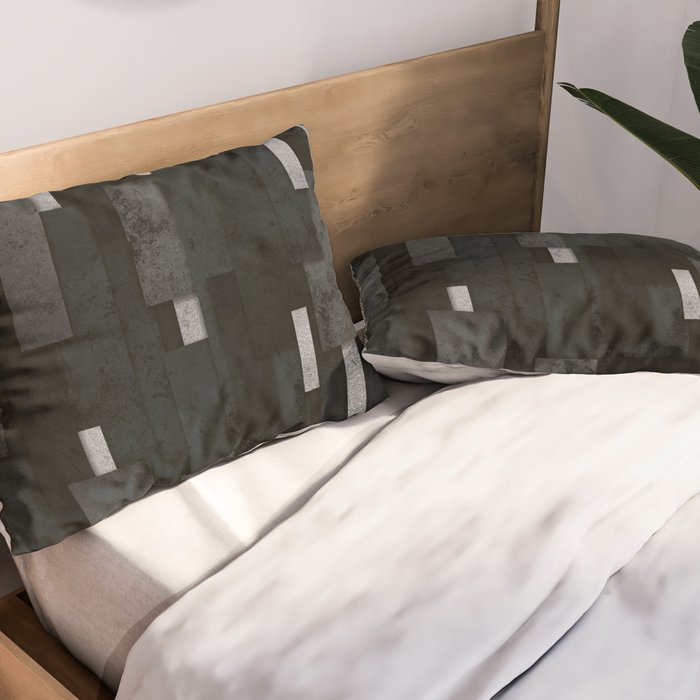 Silver and Black Urban Charcoal Spires Pillow Sham Gallery Image 2