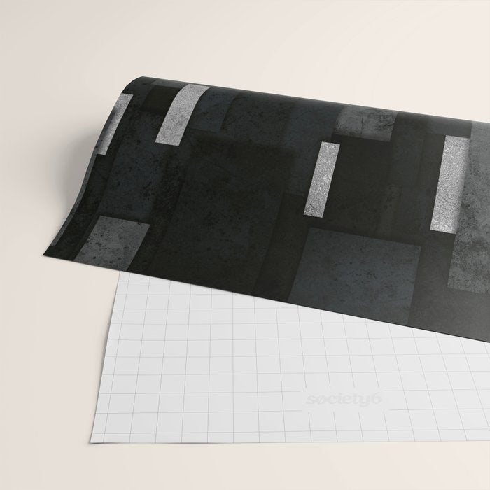 Silver and Black Urban Charcoal Spires Wrapping Paper Gallery Image 2