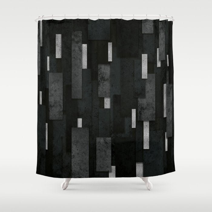 Silver and Black Urban Charcoal Spires Shower Curtain Gallery Image 1
