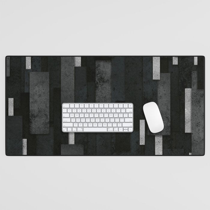 Silver and Black Urban Charcoal Spires Desk Mat