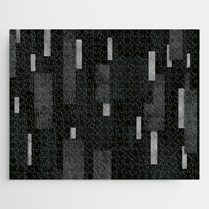 Silver and Black Urban Charcoal Spires Jigsaw Puzzle Gallery Image 1