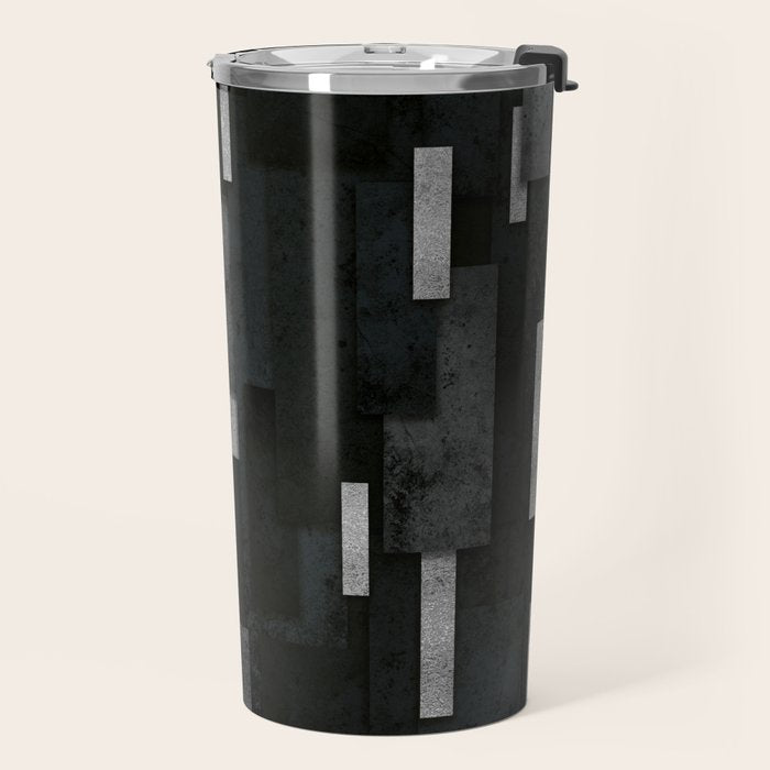 Silver and Black Urban Charcoal Spires Travel Mug Gallery Image 2