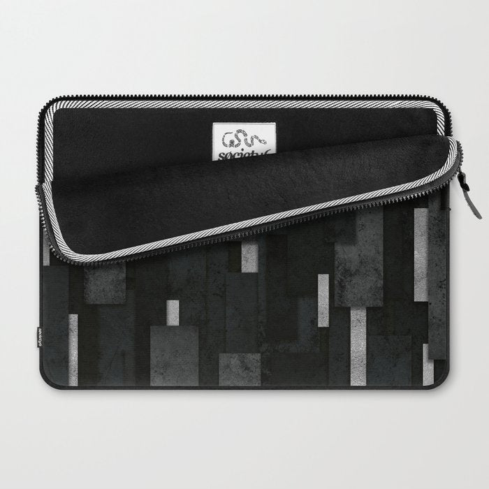 Silver and Black Urban Charcoal Spires Laptop Sleeve Gallery Image 2