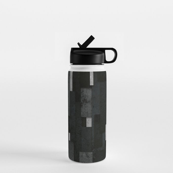 Silver and Black Urban Charcoal Spires Water Bottle Gallery Image 1