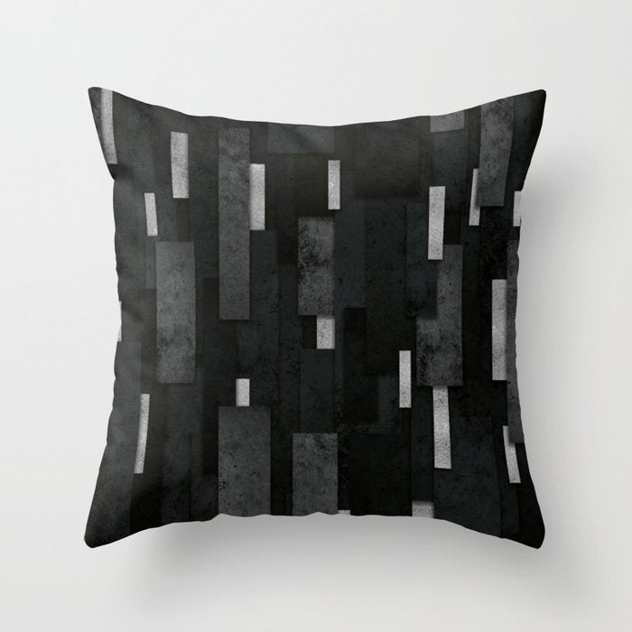 Silver and Black Urban Charcoal Spires Throw Pillow Gallery Image 6