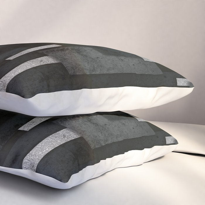 Silver and Black Urban Charcoal Spires Pillow Sham Gallery Image 3