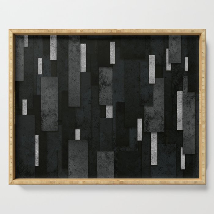 Silver and Black Urban Charcoal Spires Serving Tray Gallery Image 1