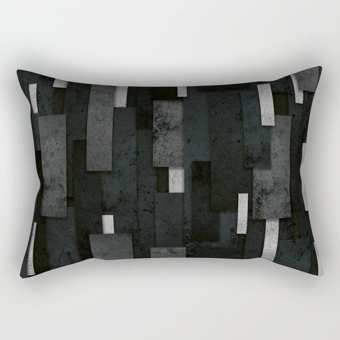 Silver and Black Urban Charcoal Spires Rectangular Pillow Gallery Image 2