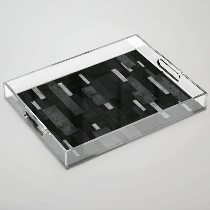 Silver and Black Urban Charcoal Spires Acrylic Tray Gallery Image 1