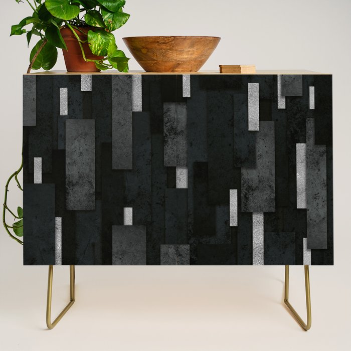 Silver and Black Urban Charcoal Spires Credenza Gallery Image 1