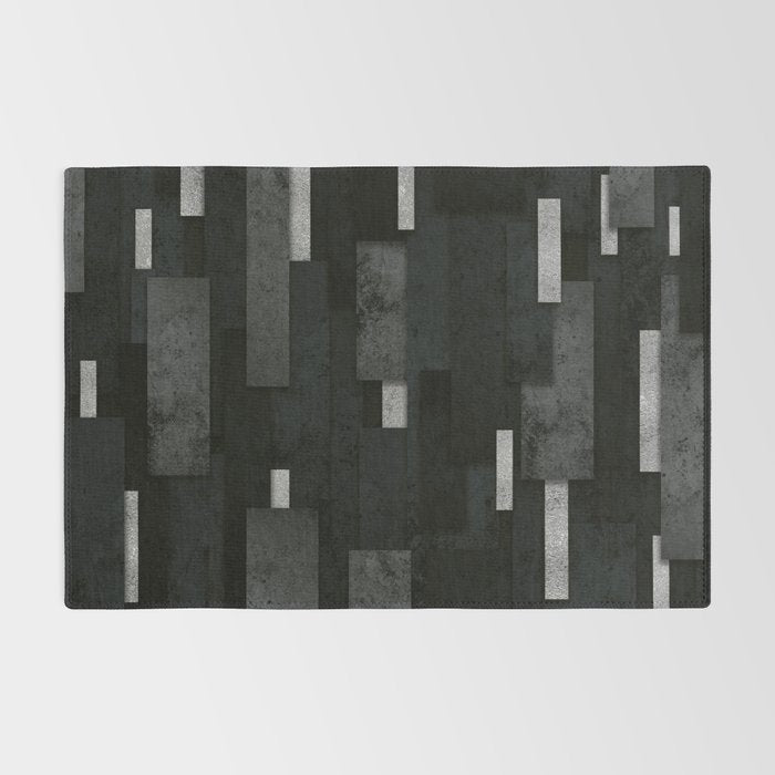 Silver and Black Urban Charcoal Spires Rug Gallery Image 2