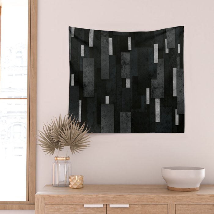 Silver and Black Urban Charcoal Spires Wall Tapestry Gallery Image 2