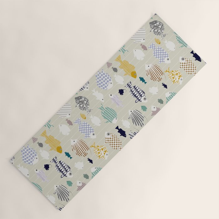 Fresh fish on warm grey pattern Yoga Mat Gallery Image 1