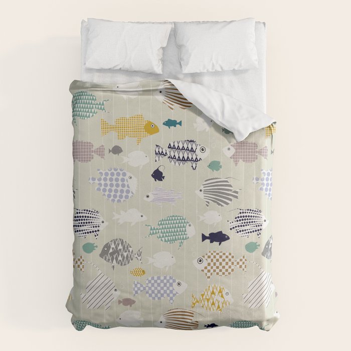 Fresh fish on warm grey pattern Duvet Cover Gallery Image 6
