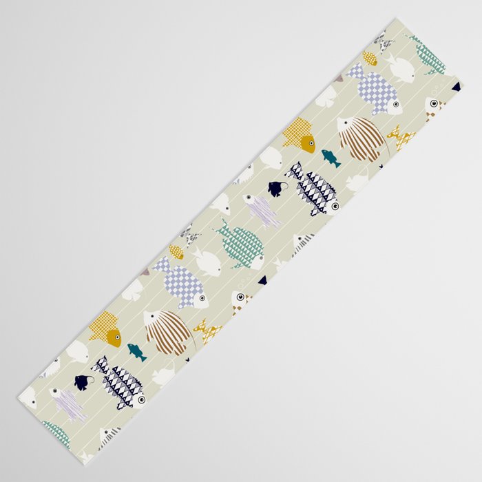 Fresh fish on warm grey pattern Table Runner Gallery Image 3