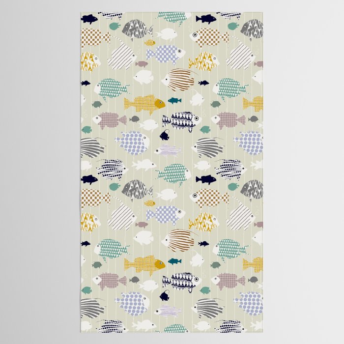 Fresh fish on warm grey pattern Tablecloth Gallery Image 2