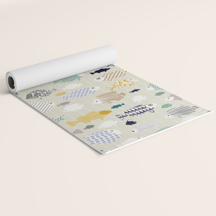 Fresh fish on warm grey pattern Yoga Mat Gallery Image 2