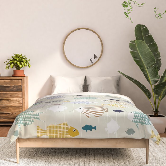 Fresh fish on warm grey pattern Comforter Gallery Image 3