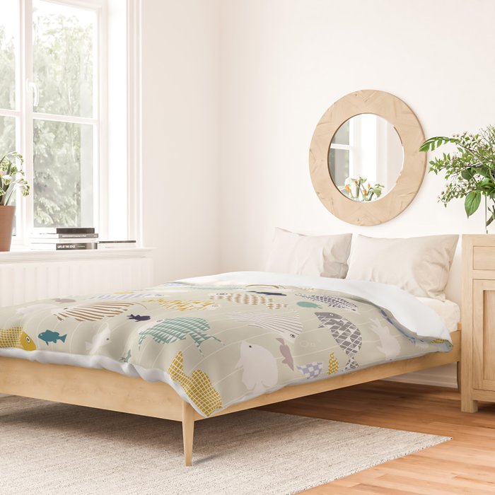 Fresh fish on warm grey pattern Duvet Cover Gallery Image 2