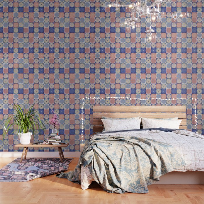 Retro Flowers Check Pattern XIII Wallpaper Gallery Image 3